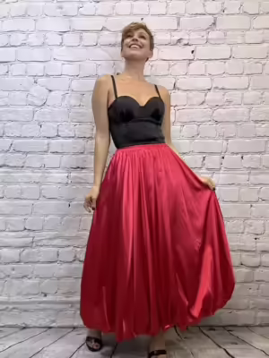 Falda midi globo satinada mujer