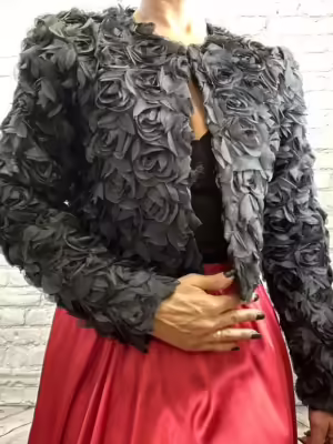 Chaqueta mujer de flores corta