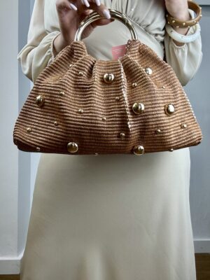 Bolso pompas rafia