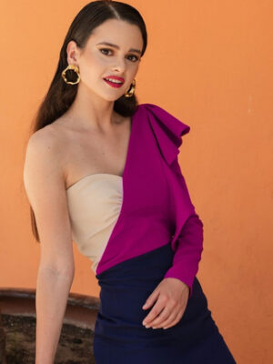 Vestido asimétrico tricolor